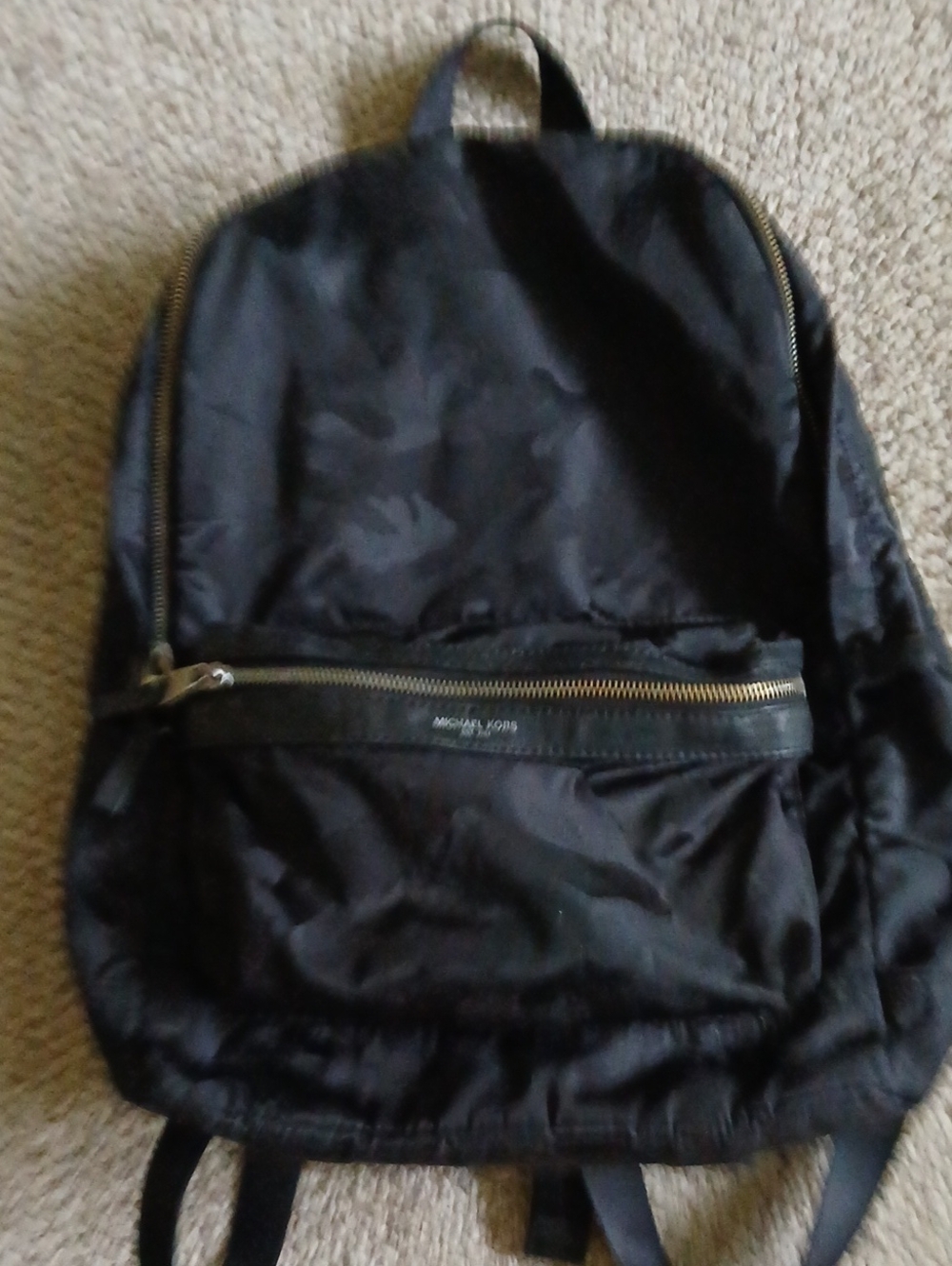 Michael Kors Black Nylon Backpack with Gold Hardware